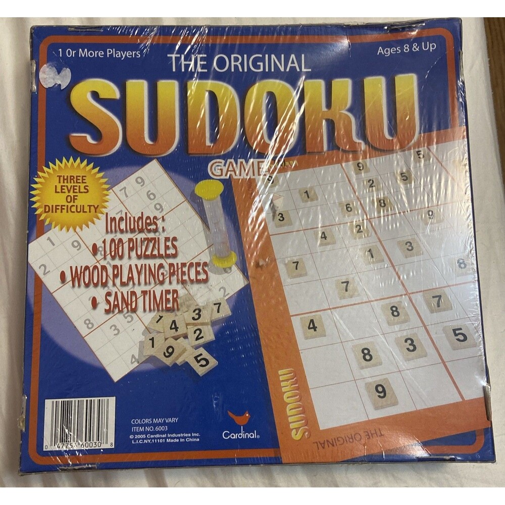 The Original Sudoku Board Game (Cardinal, 2005) New Sealed Box Wooden Pieces